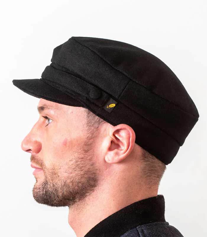 Black Melton Skipper Cap – Hatman of Ireland - Irish Caps – Heritage Style for Every Generation - Image 1