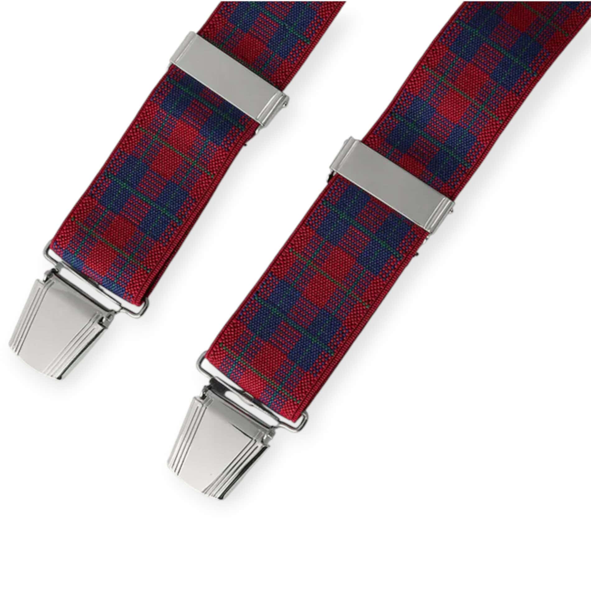 Tartan Red & Navy Braces – 35mm Adjustable Suspenders