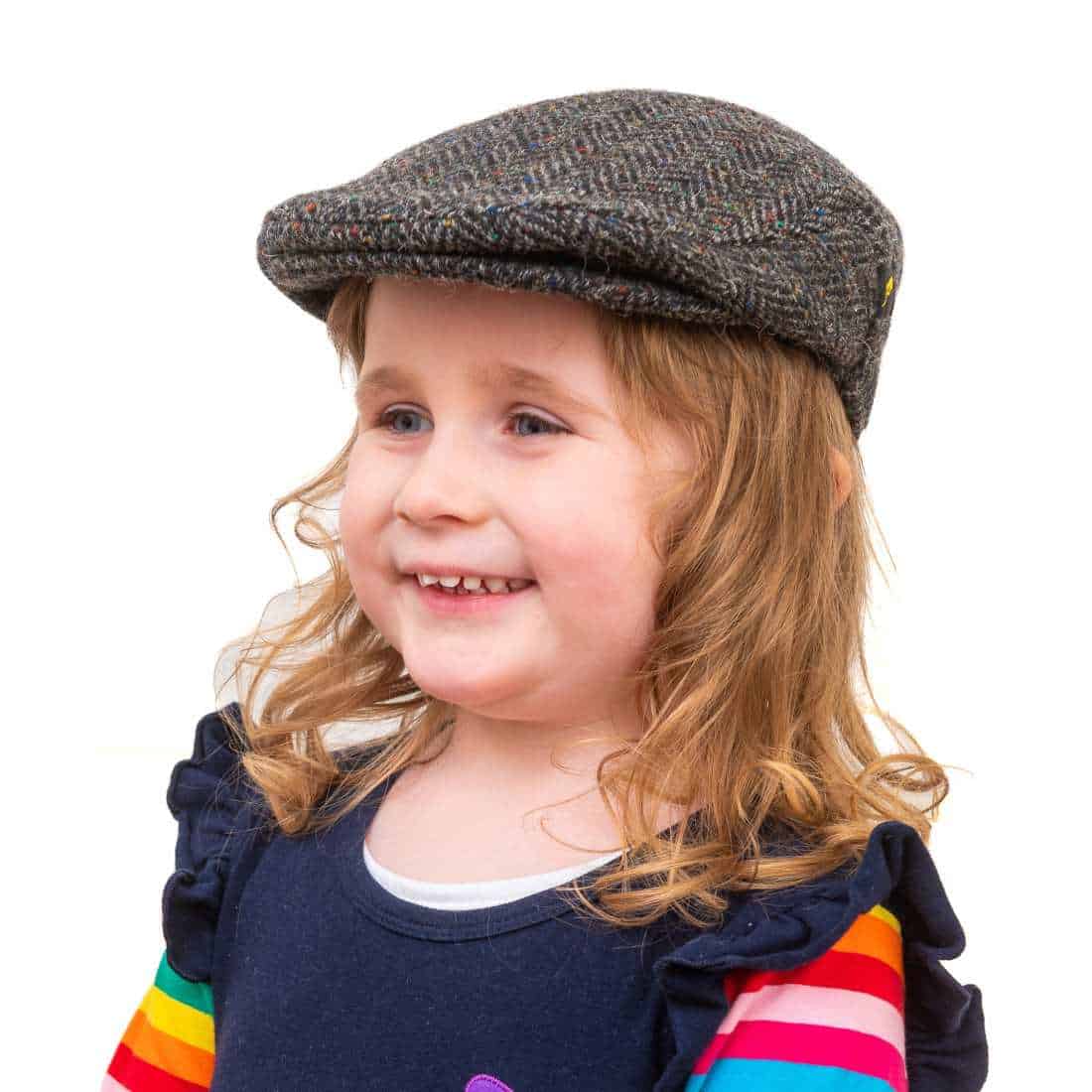 Charcoal Herringbone Donegal Tweed Child’s Cap – Hatman