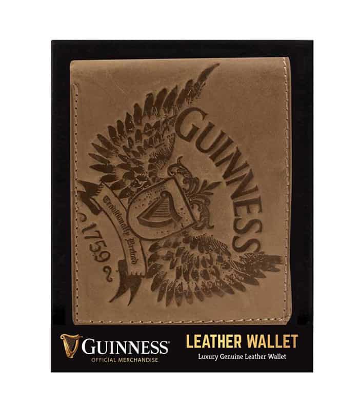 Guinness Brown Leather Wallet – Embossed Wings Design