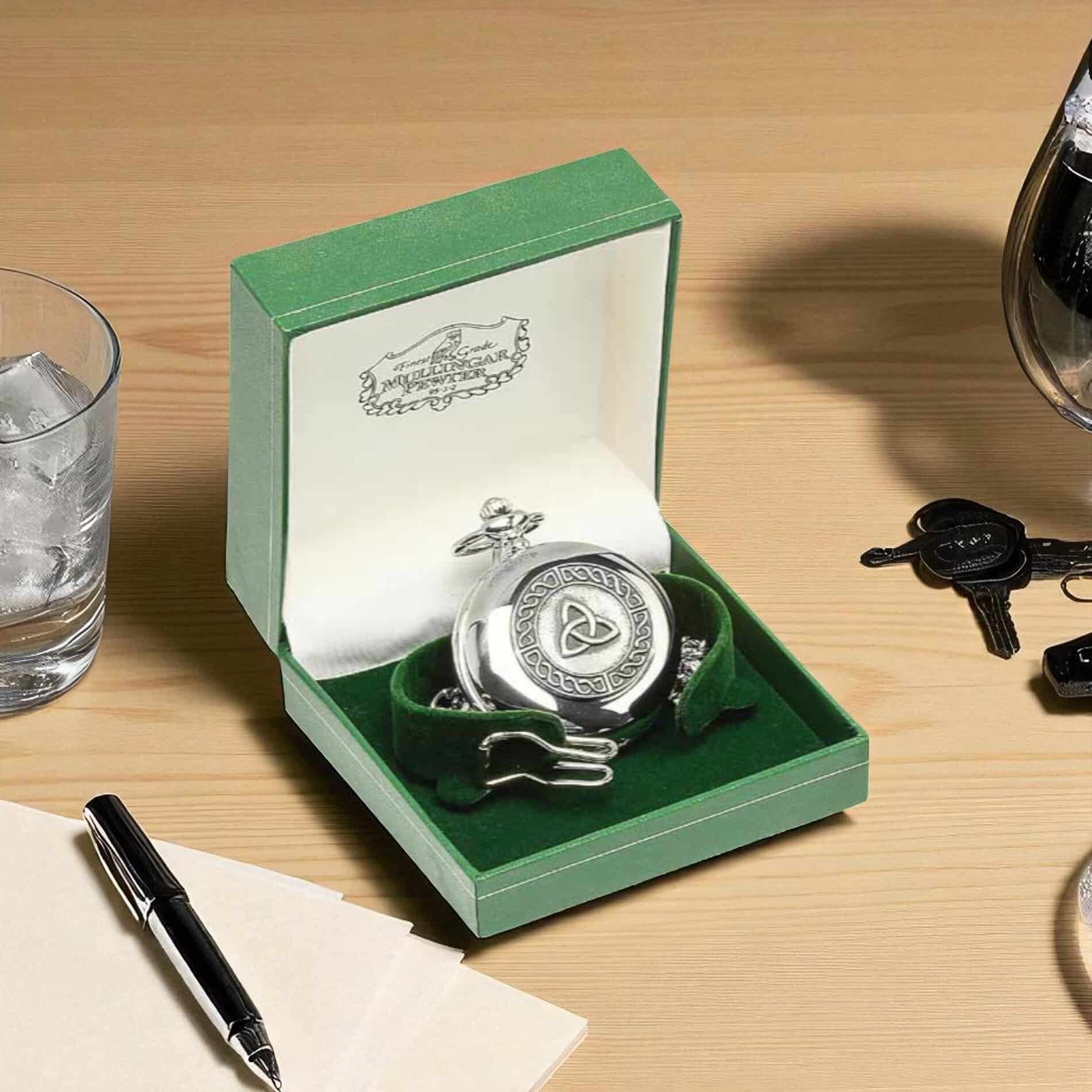 Trinity Knot Pocket Watch – Mullingar Pewter - Battery Powered