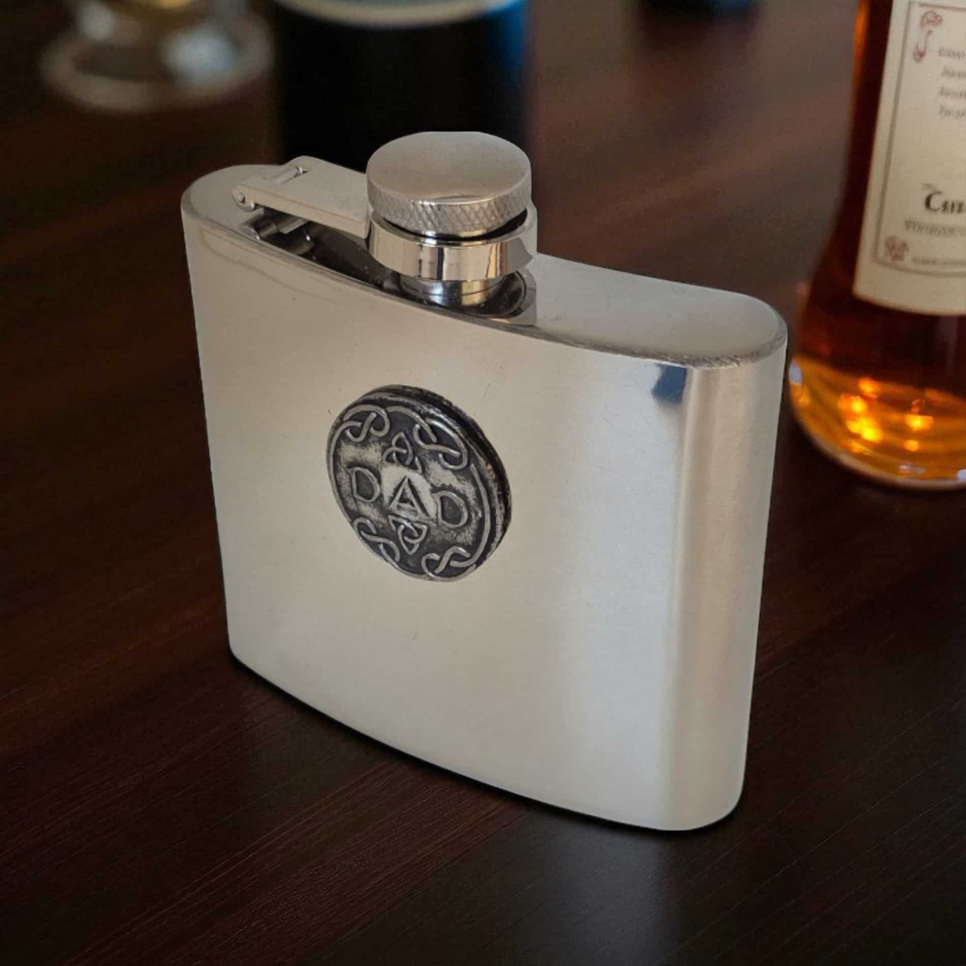 Dad Hip Flask – 5oz Stainless Steel by Mullingar Pewter