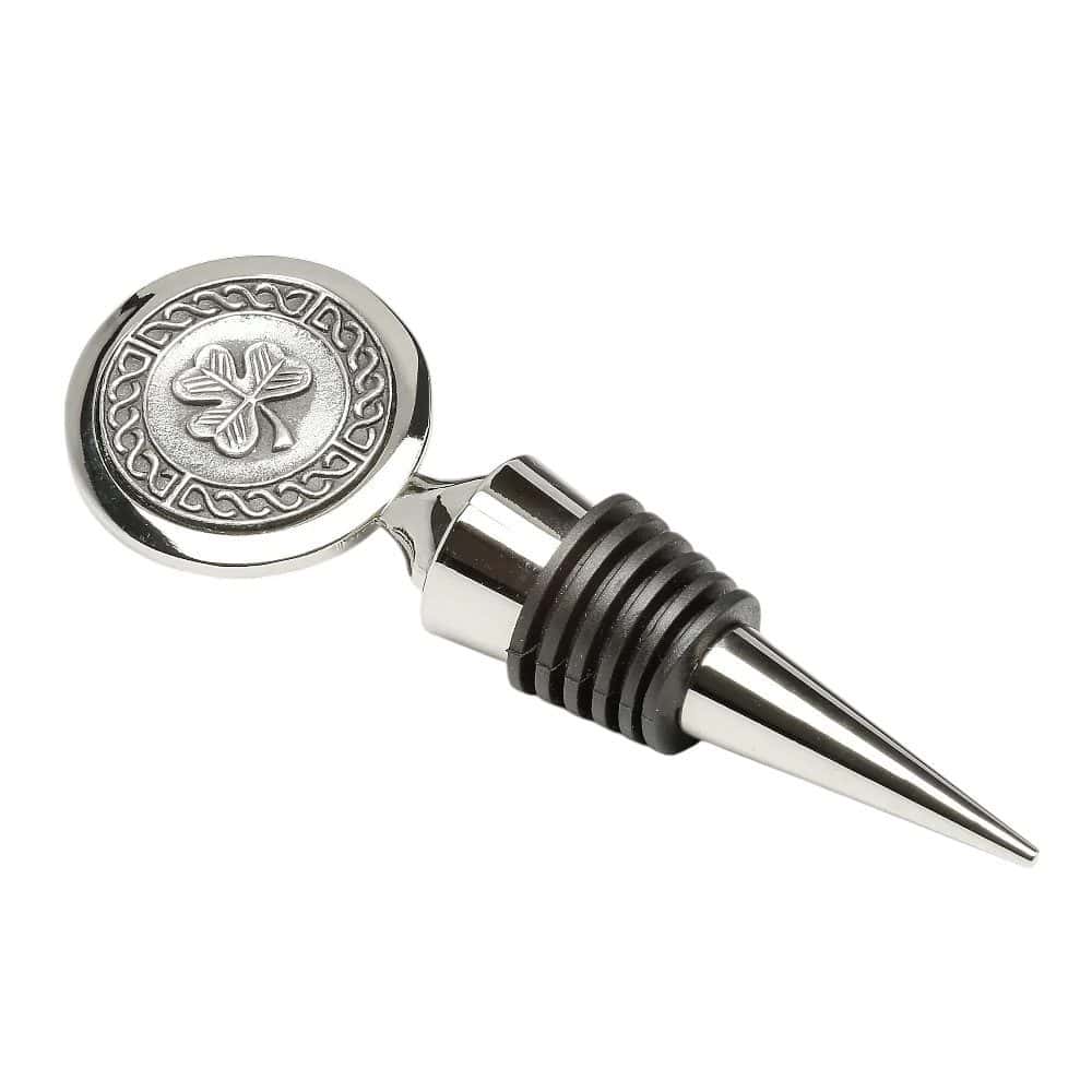 Shamrock Wine Stopper – Handmade by Mullingar Pewter - Image 3
