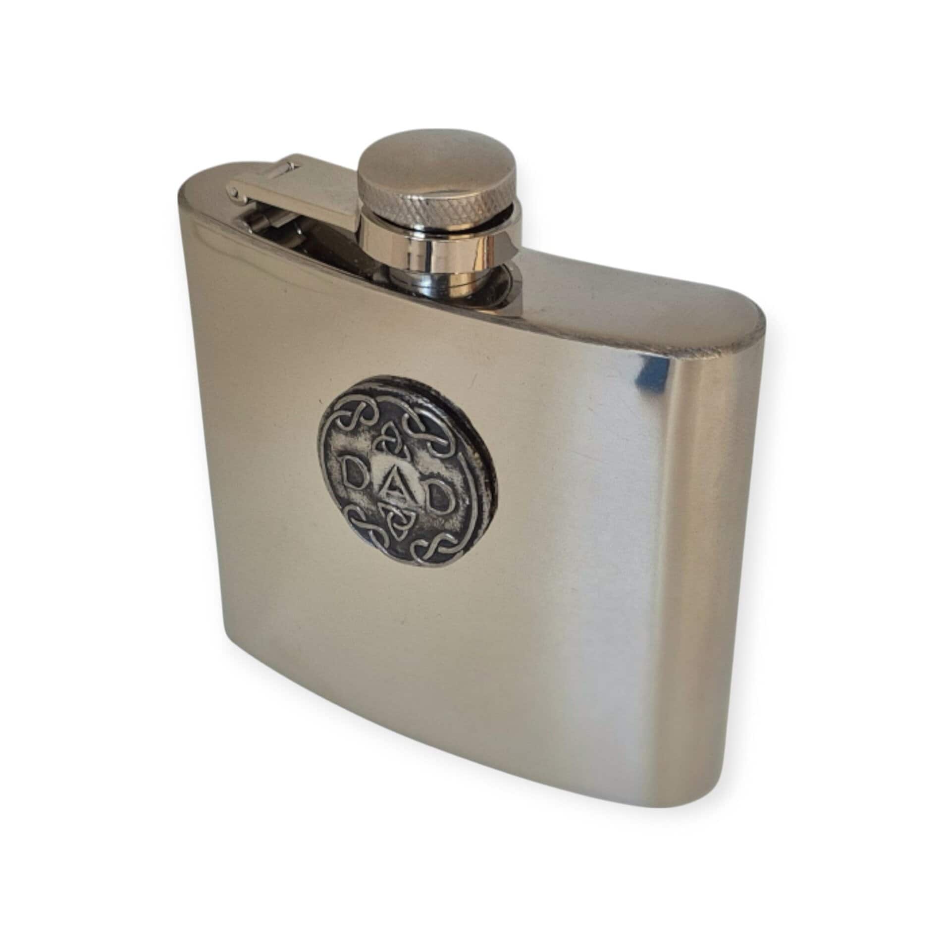Dad Hip Flask – 5oz Stainless Steel by Mullingar Pewter - Image 3