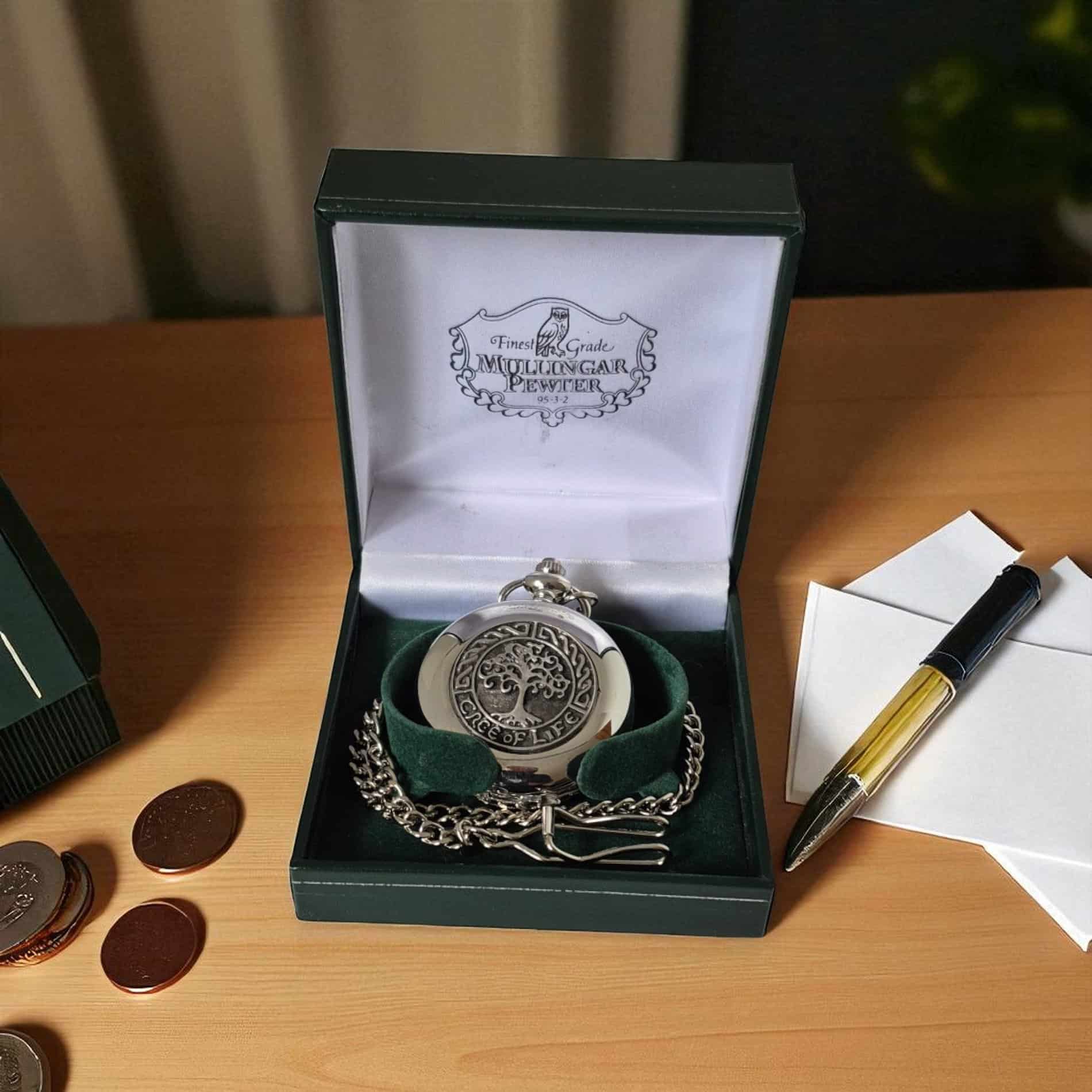 Tree of Life Pocket Watch – Mullingar Pewter - Battery Powered