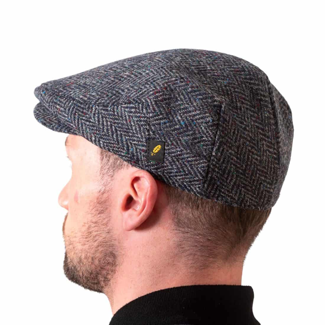 Blue Grey Salt & Pepper Donegal Tweed Traditional Flat Cap - Image 2