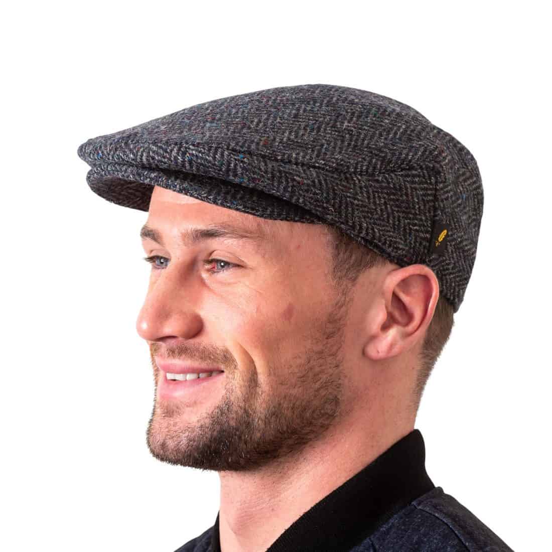 Blue Grey Salt & Pepper Donegal Tweed Traditional Flat Cap