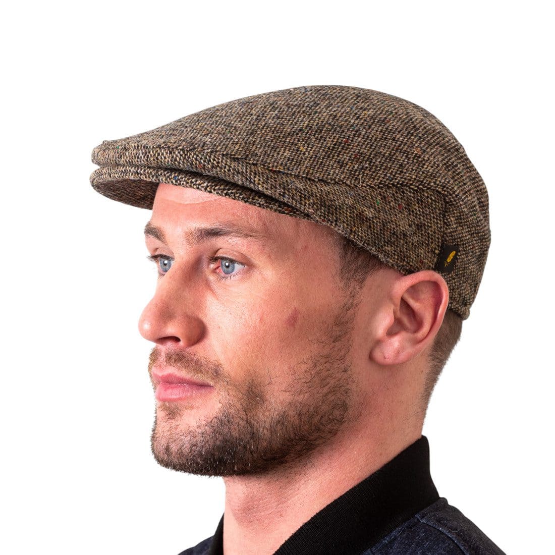 Brown Salt & Pepper Donegal Tweed Traditional Flat Cap