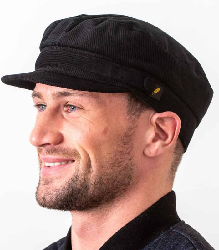 Corduroy Skipper Cap - Black Cord - Irish Caps – Heritage Style for Every Generation