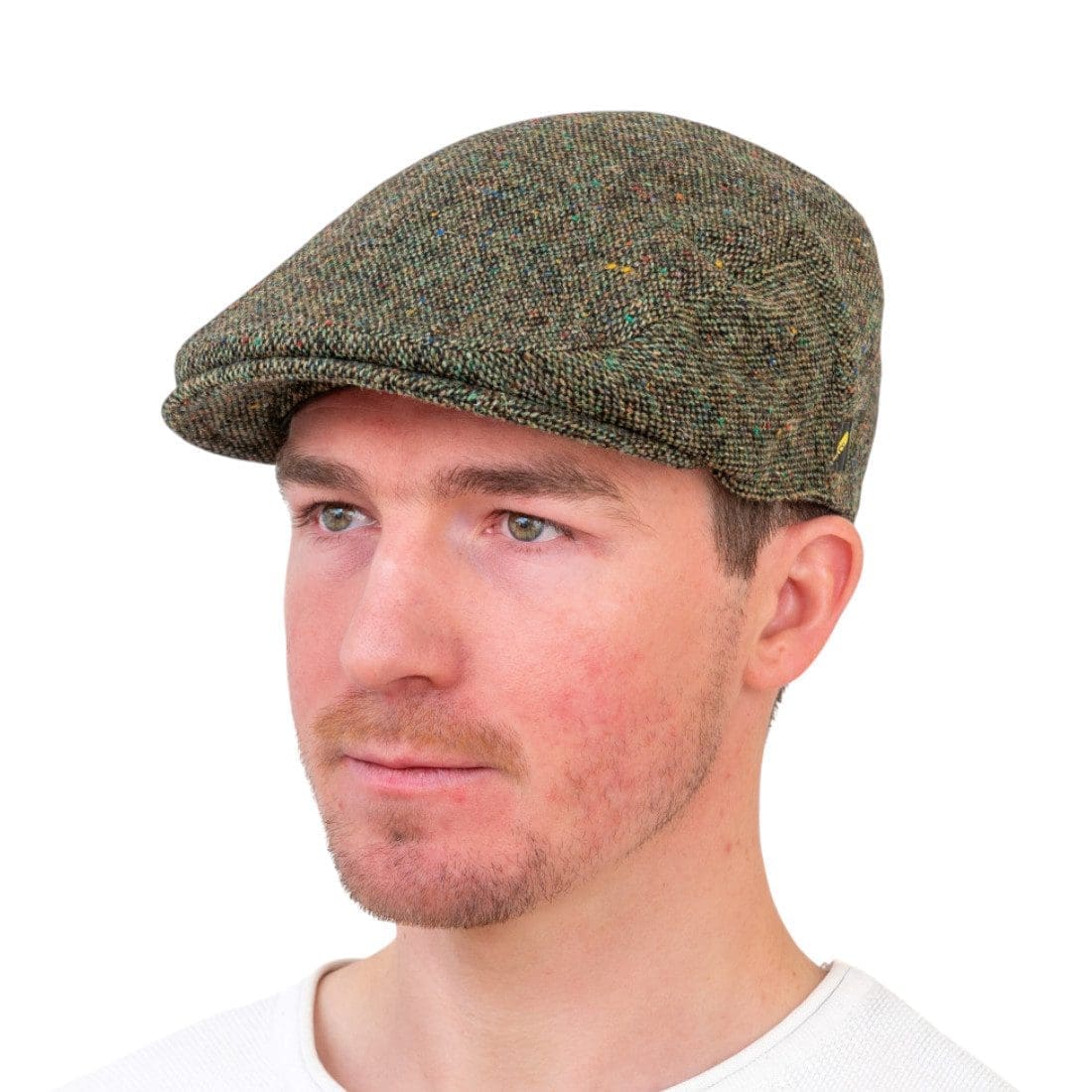 Green Salt & Pepper Donegal Tweed Traditional Flat Cap