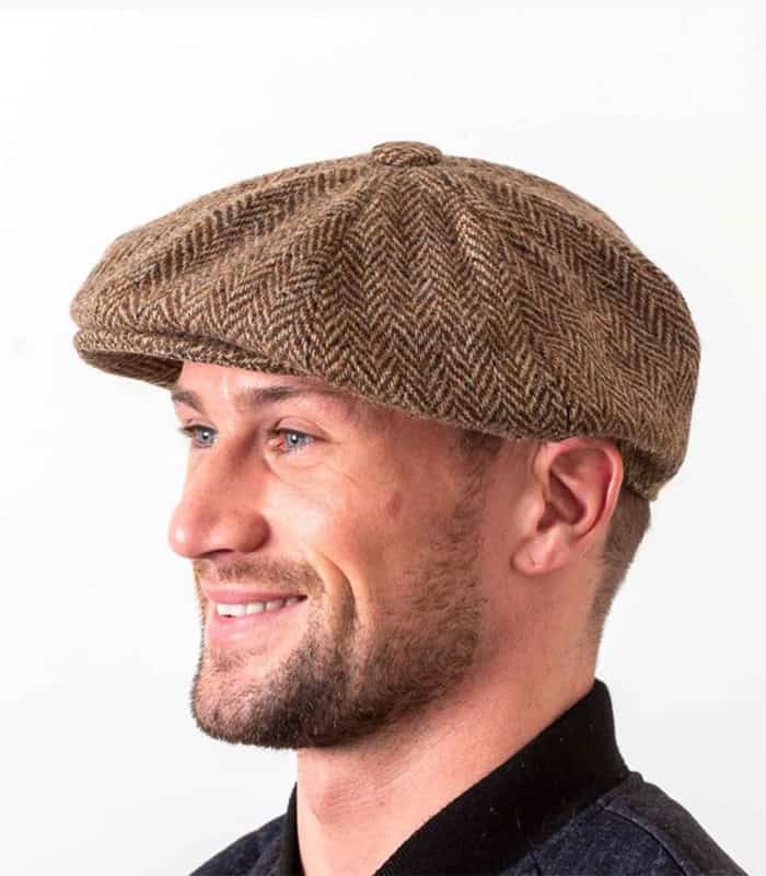 Brown Herringbone Gatsby Newsboy Cap – Donegal Tweed