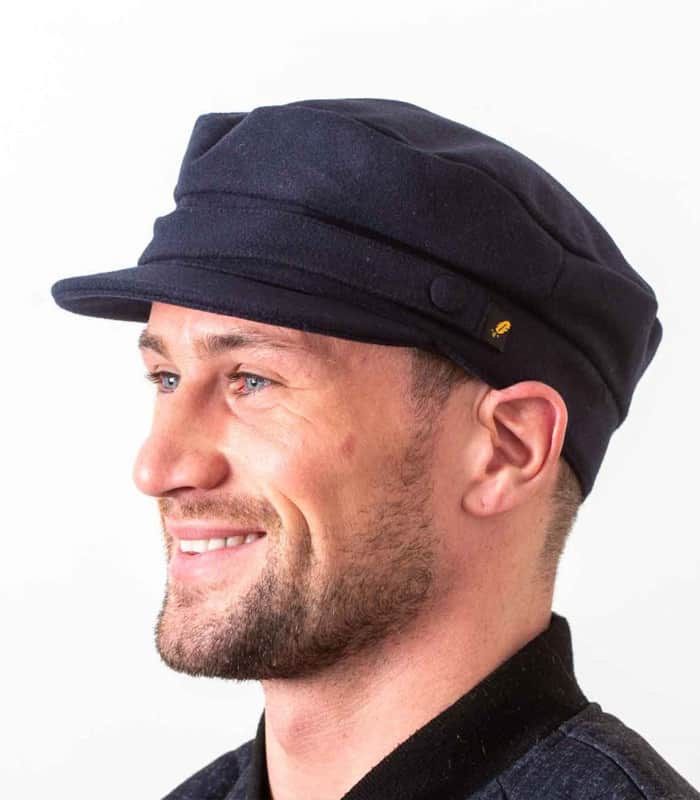 Melton Skipper Cap - Navy Blue Milled Wool - Irish Caps – Heritage Style for Every Generation