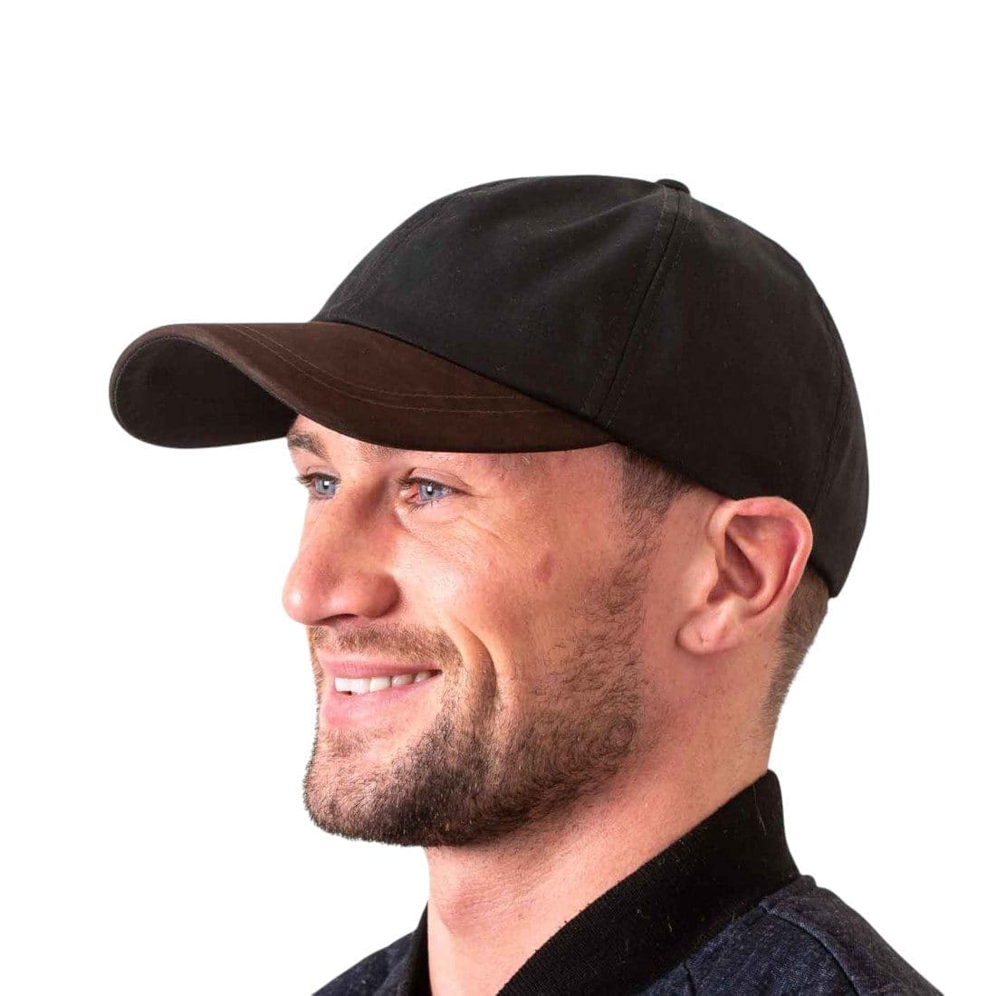 Black Waxed Cotton Baseball Cap Leather Peak – Hatman of Ireland