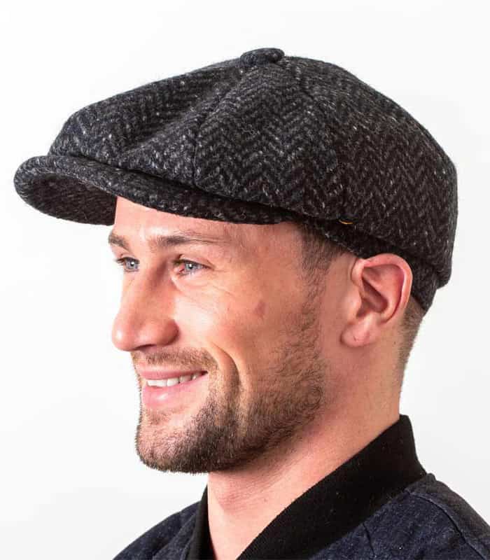Scholar Newsboy Cap – Dark Charcoal Kerry Tweed