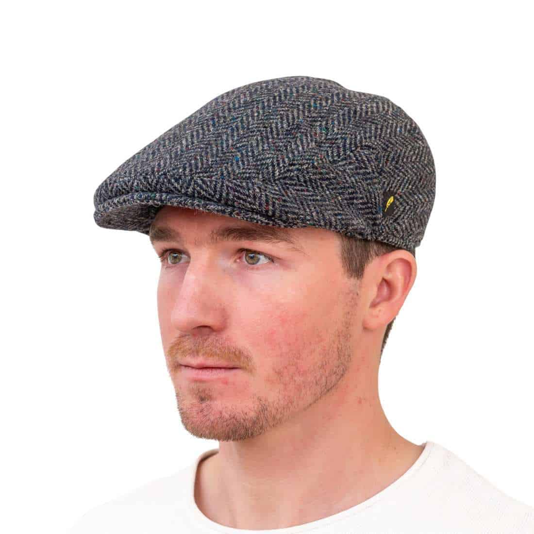 Blue Grey Herringbone Donegal Tweed Dubliner Cap – Hatman