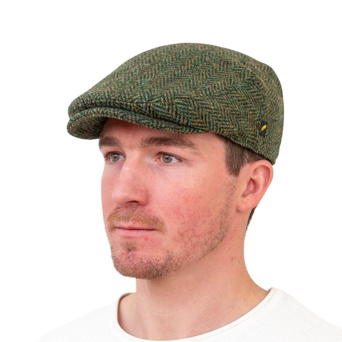 Green Herringbone Donegal Tweed Dubliner Cap