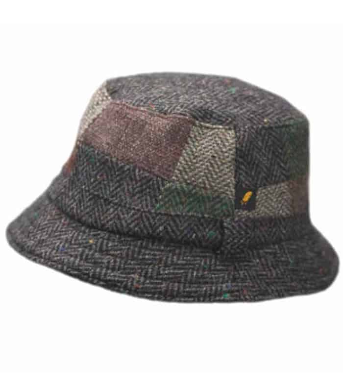 Patchwork Donegal Tweed Walking Hat – Green and Brown Tones