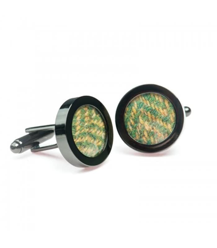 Real-Donegal-Tweed-Cufflinks-Lime-Tree-Green