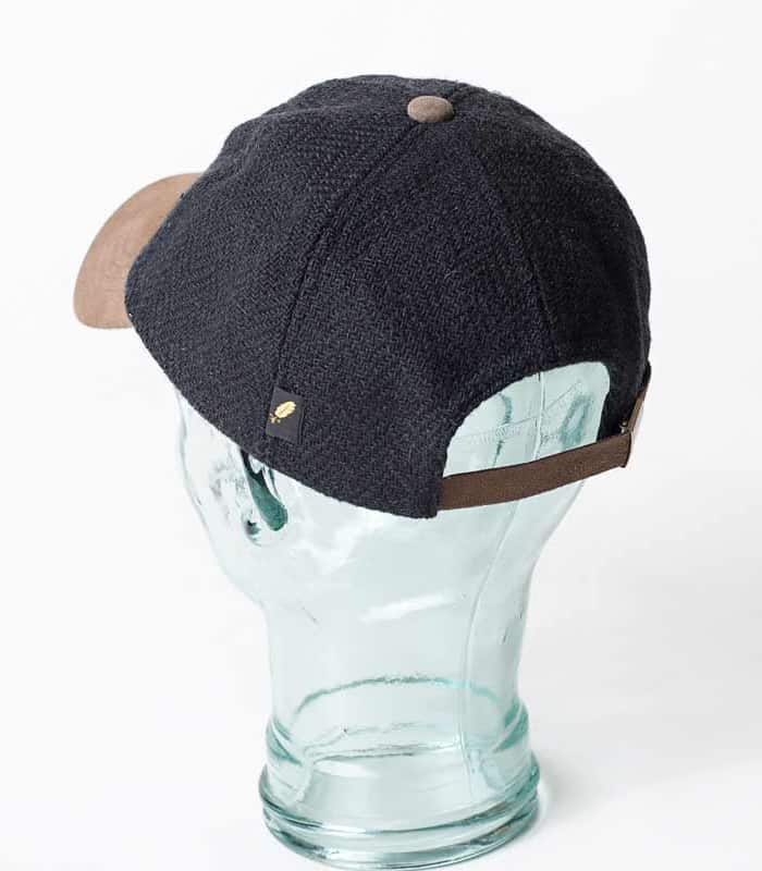 Black Donegal Tweed Baseball Cap with Suede Leather Peak - Irish Caps – Heritage Style for Every Generation - Image 1