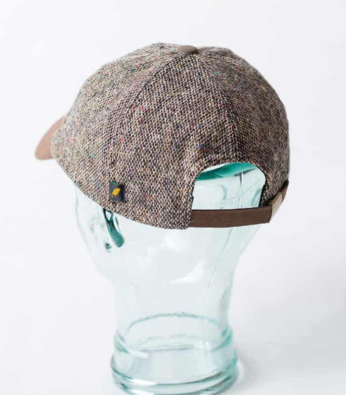 Brown Salt & Pepper Donegal Tweed Baseball Cap with Leather Peak - Irish Caps – Heritage Style for Every Generation - Image 1