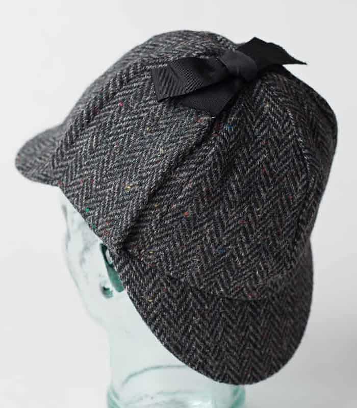 Deerstalker Sherlock Holmes Hat - Charcoal Donegal Tweed - Hats - Image 1
