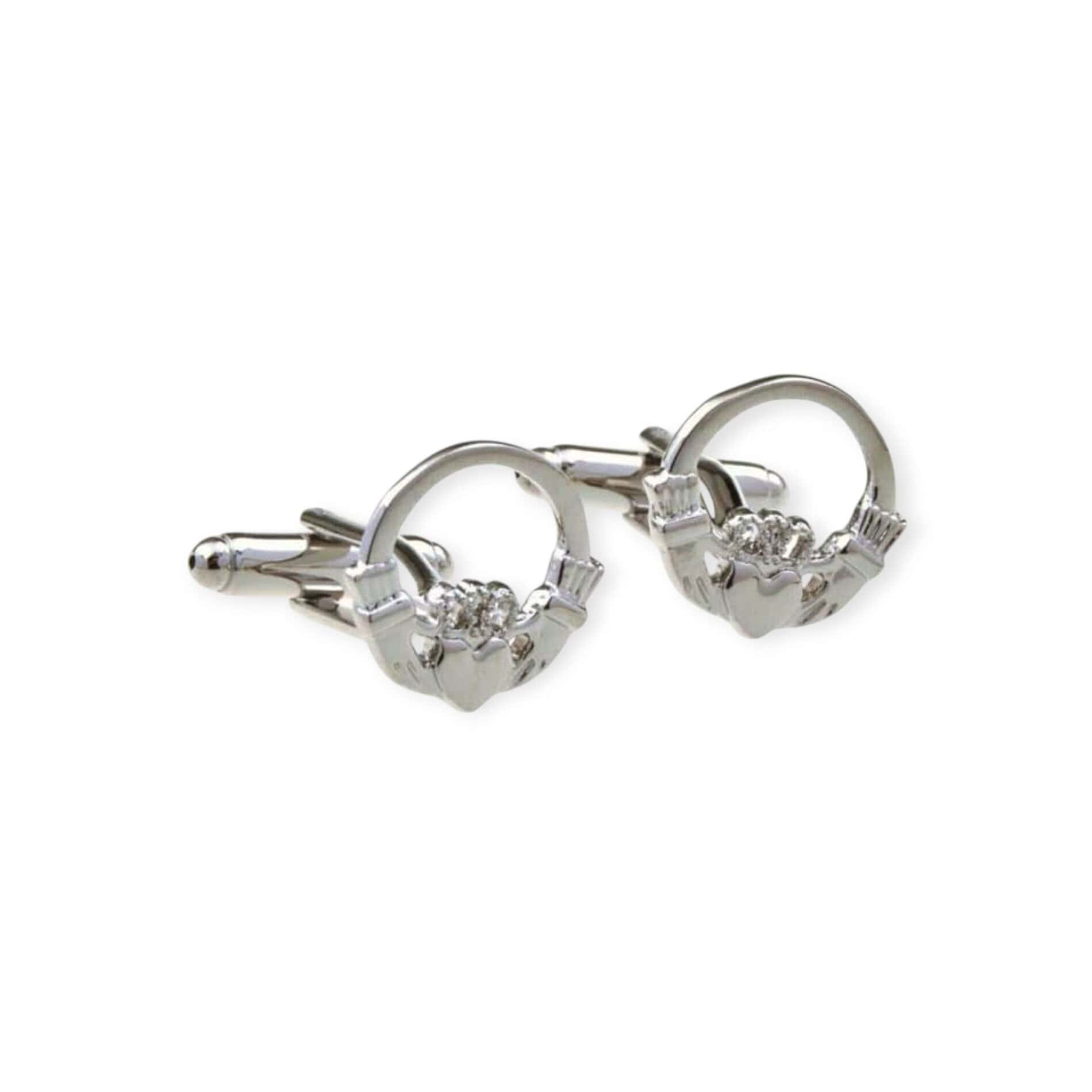 Claddagh Cufflinks – Rhodium Plated Irish Design - Image 4