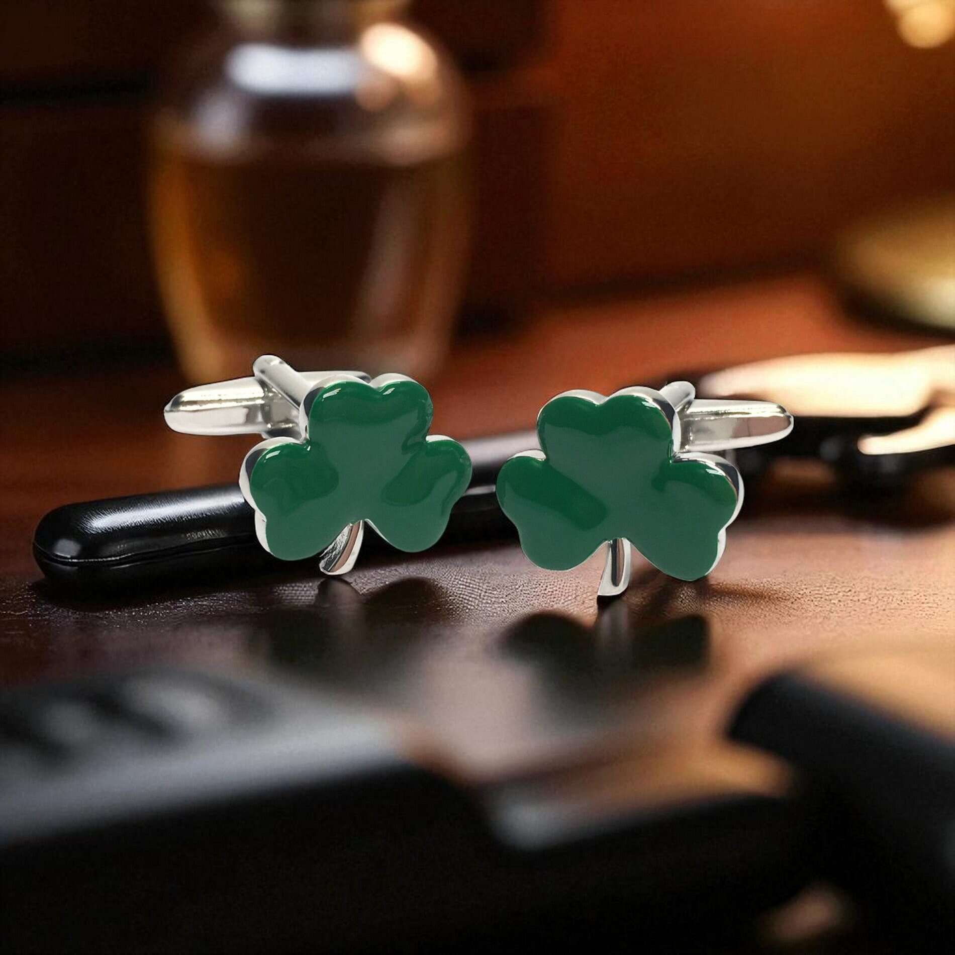 Green Shamrock Cufflinks – Irish Heritage Design