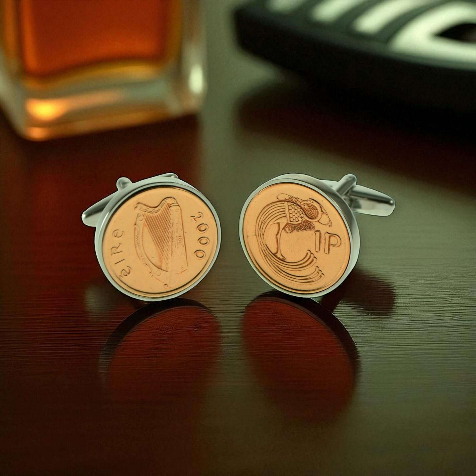Irish Penny Cufflinks - Real Irish Penny for Luck