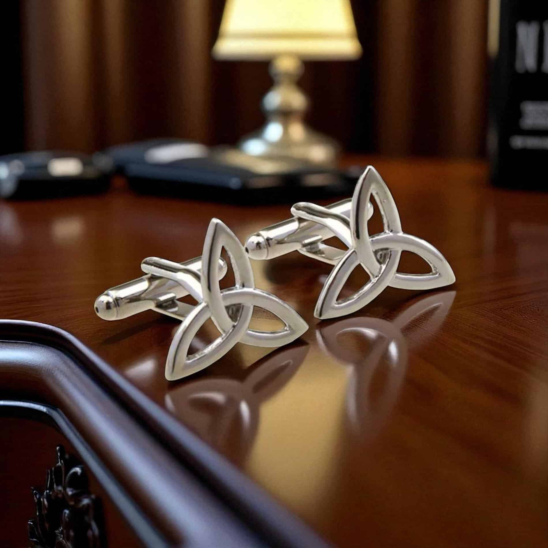 Trinity Cufflinks – Rhodium Plated Celtic Design