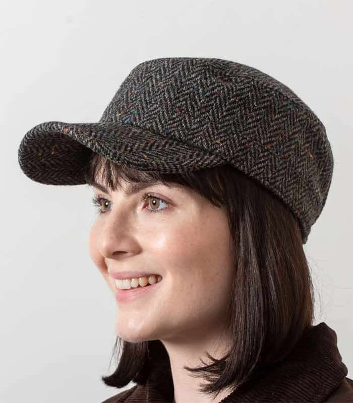 Irish Tweed Military Hat - Cadet Cap - Charcoal Herringbone - Irish Caps – Heritage Style for Every Generation - Image 1