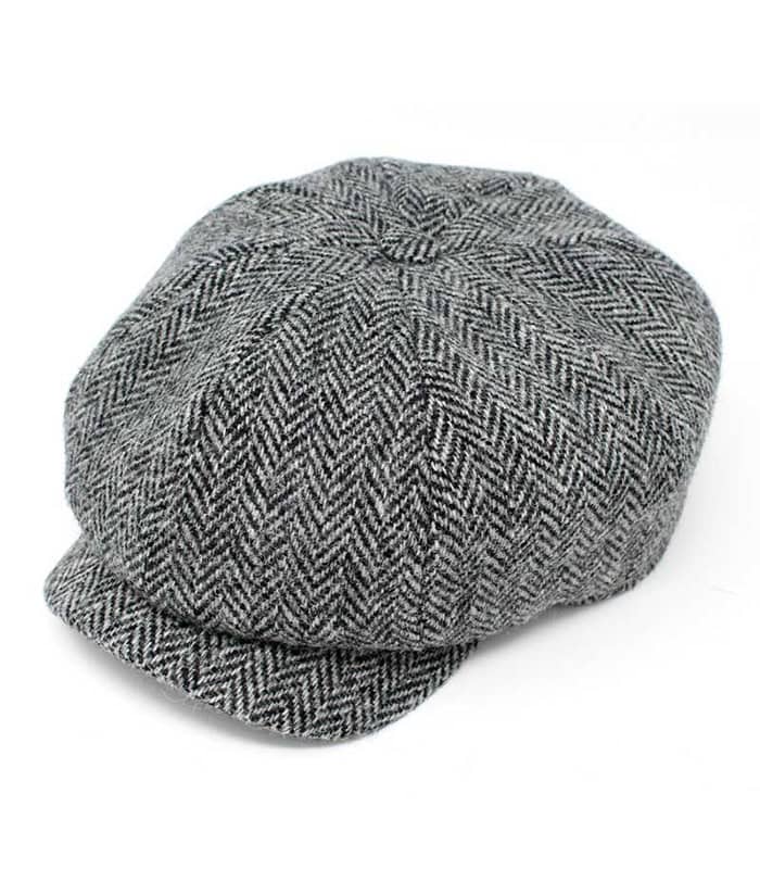 Harris Tweed Newsboy Cap - Grey Herringbone