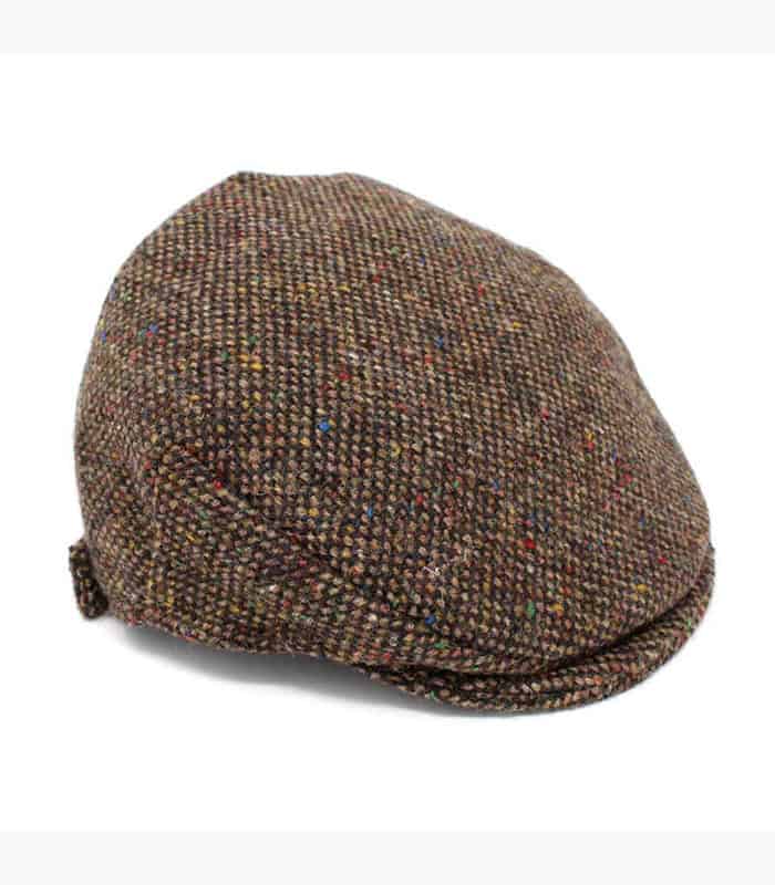 Irish Tweed Childrens Cap - Adjustable Style - Brown Herringbone