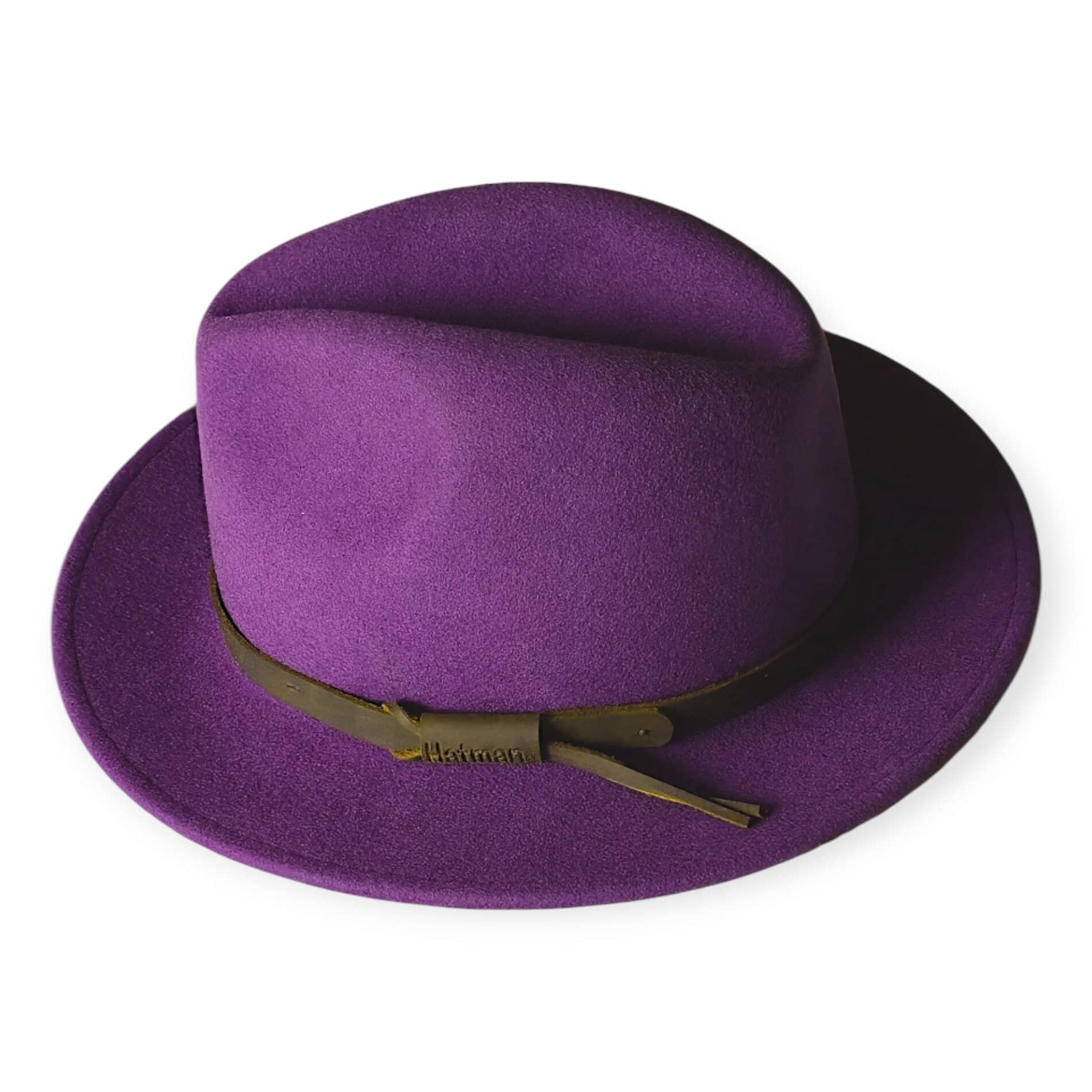 Fedora Style Wool Felt Hat - Purple