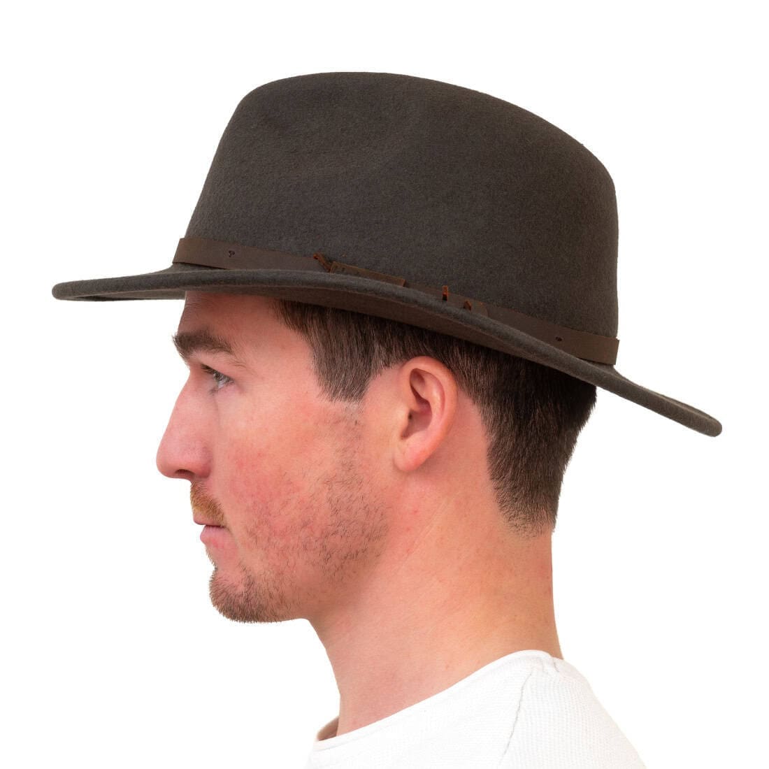 Fedora Style Wool Felt Hat - Brown