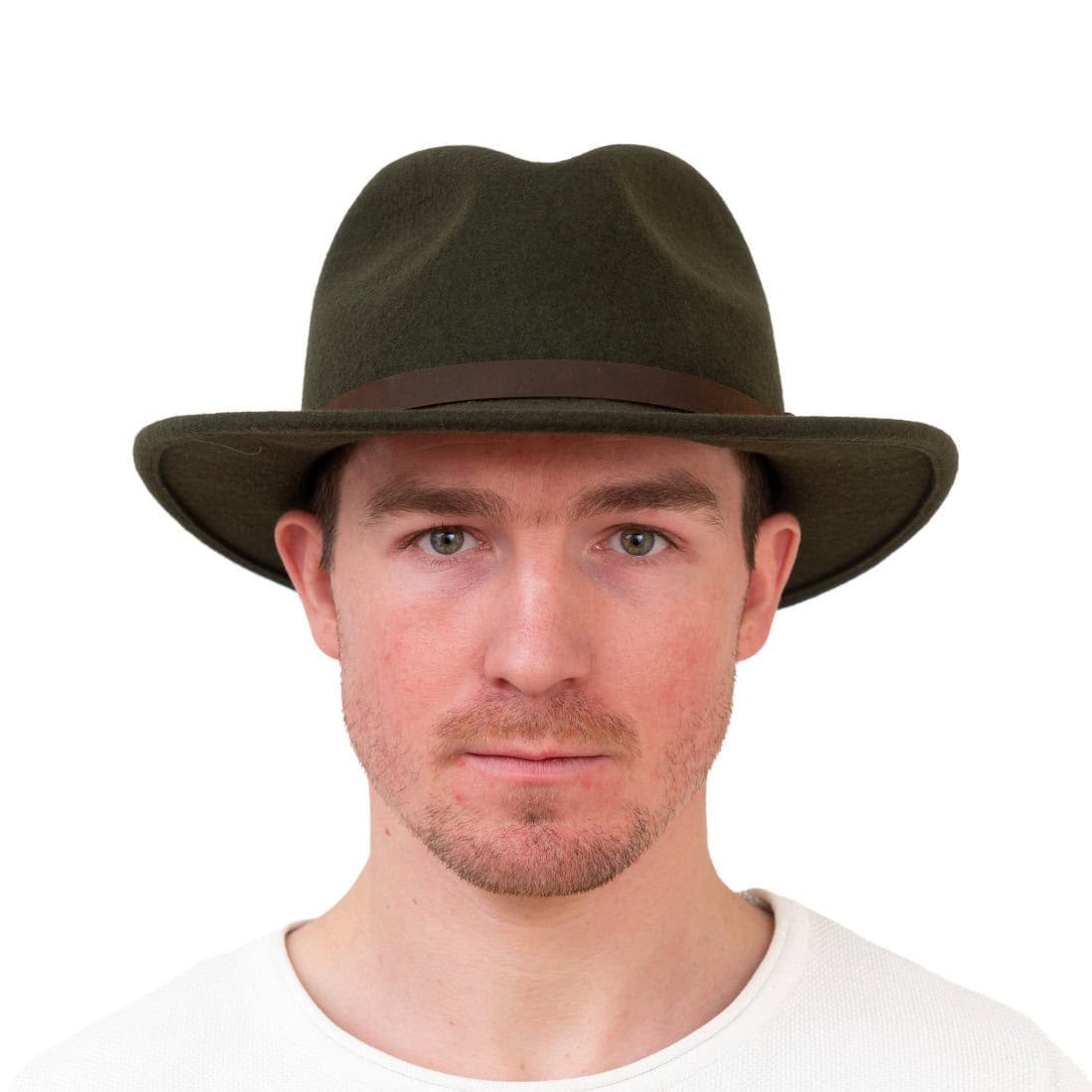 Fedora Style Wool Felt Hat - Green