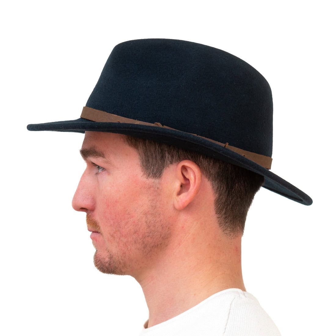 Fedora Style Wool Felt Hat - Navy Blue