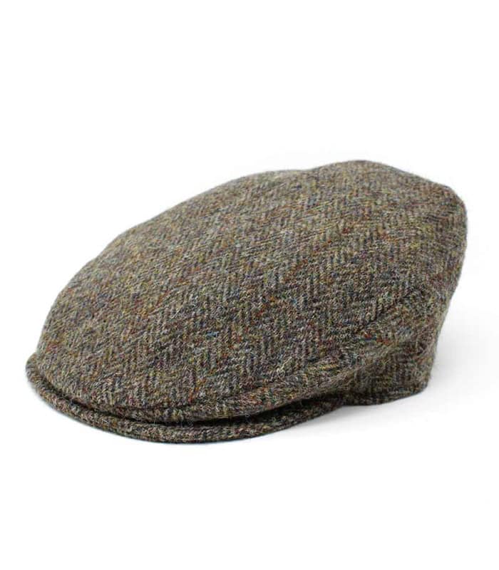 Harris Tweed Flat Cap - Green Brown Check - Vintage Style