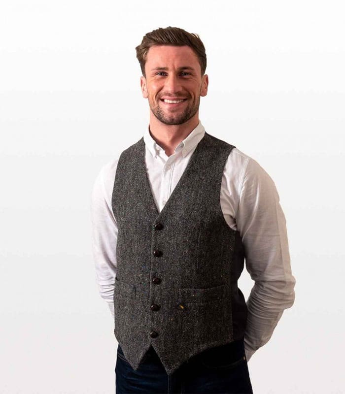 Irish Donegal Tweed Vest Waistcoat - Grey Salt and Pepper