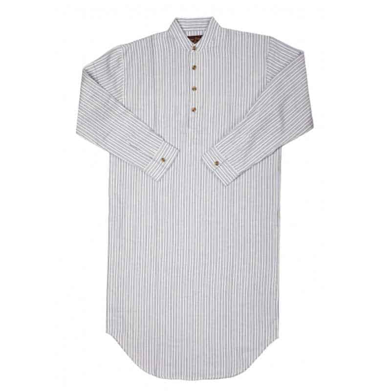 Lee Valley Irish Flannel Nightshirt – Cream & Blue Stripe (Unisex Comfort) - Image 3