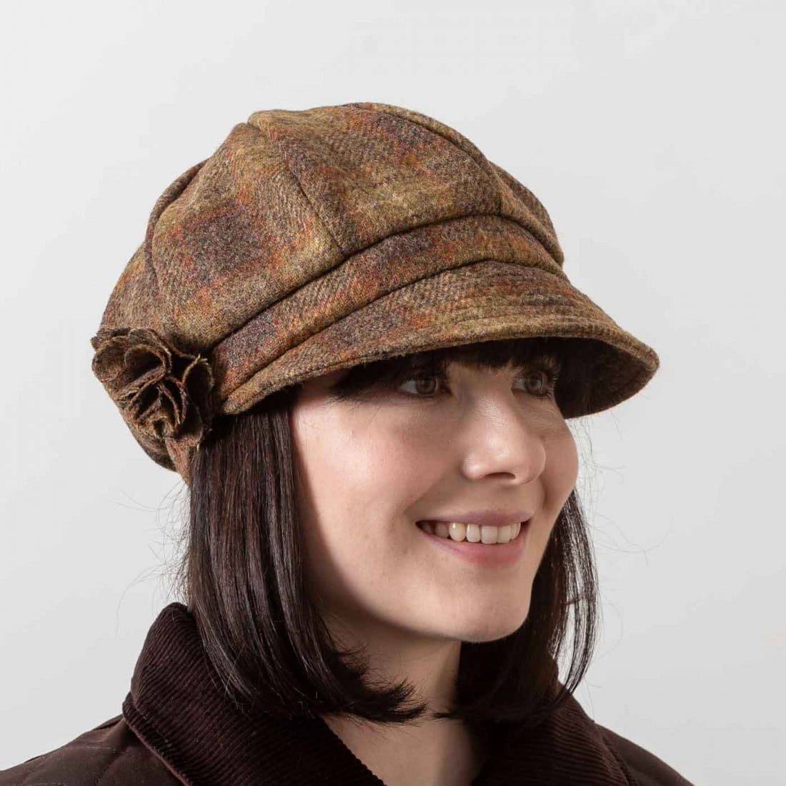 Women’s One Size Bakerboy Hat – Shannon - Rustic Brown Tweed - Image 4