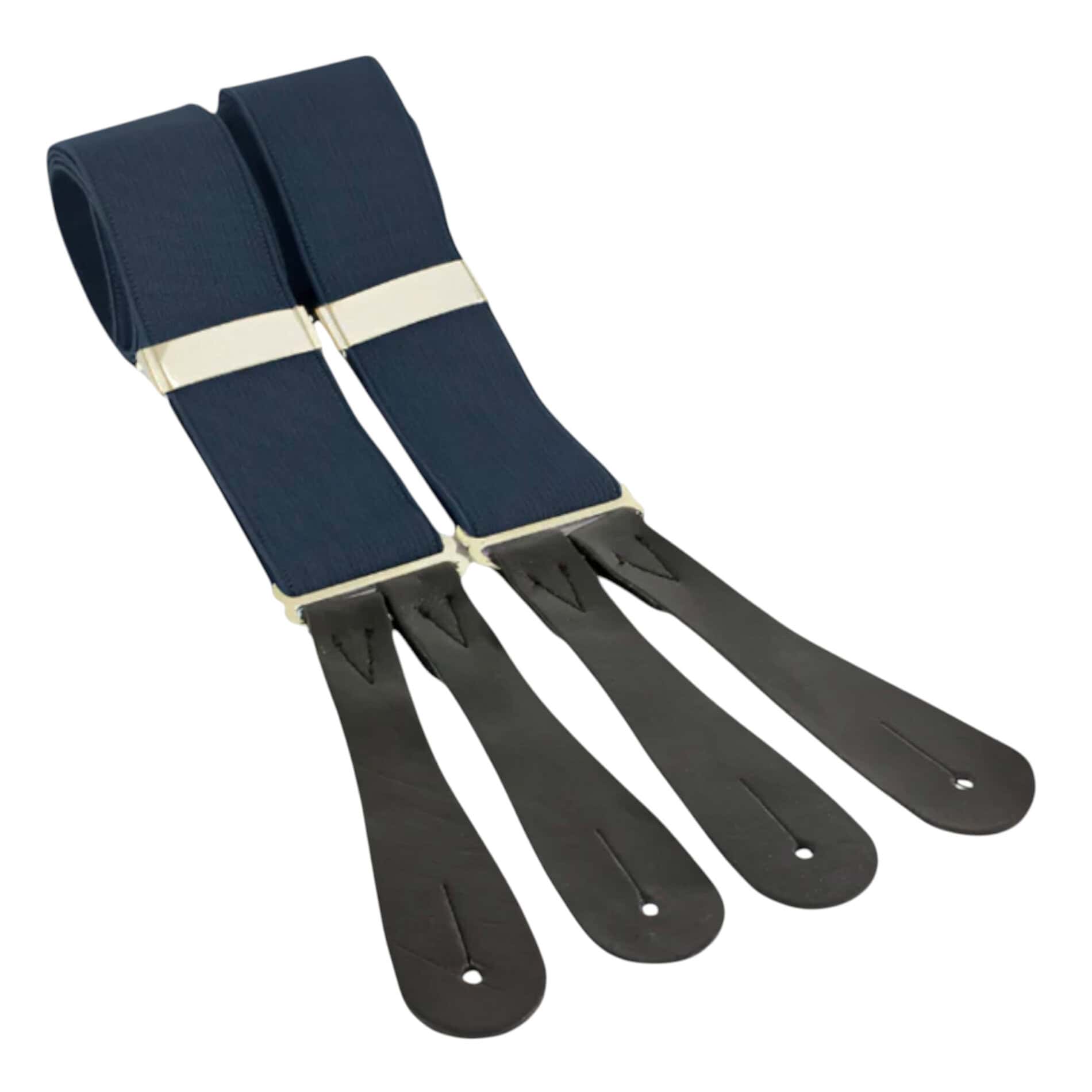Navy Blue Braces with Leather Button Attachments