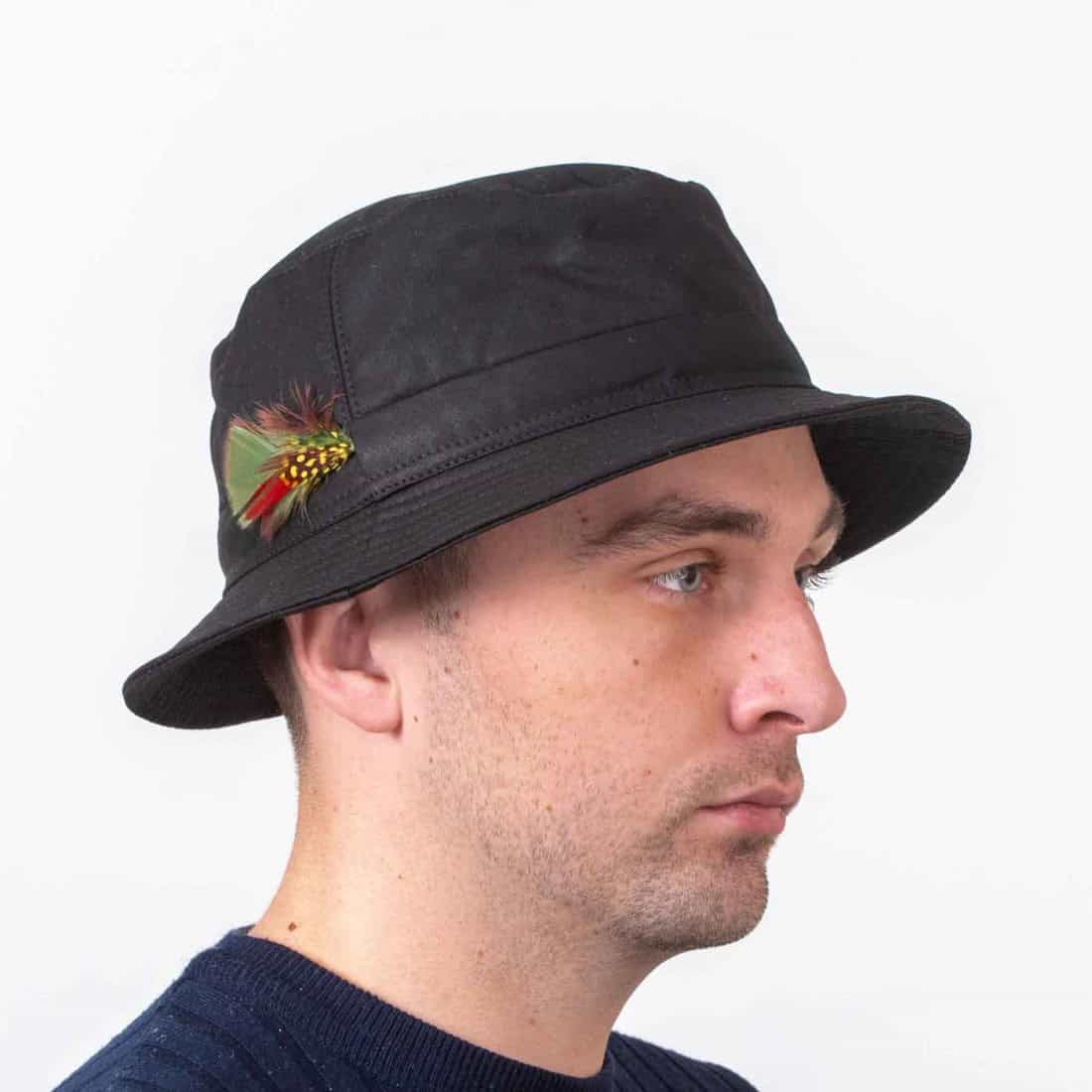 Bilberry Waxed Cotton Hat – Plain Black - Hatman of Ireland