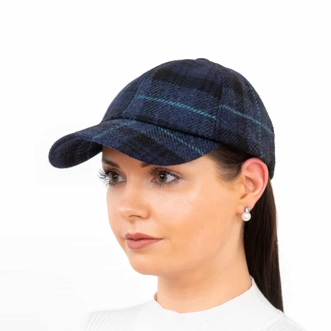 Sky Blue Check Wool Baseball Cap – Hatman of Ireland