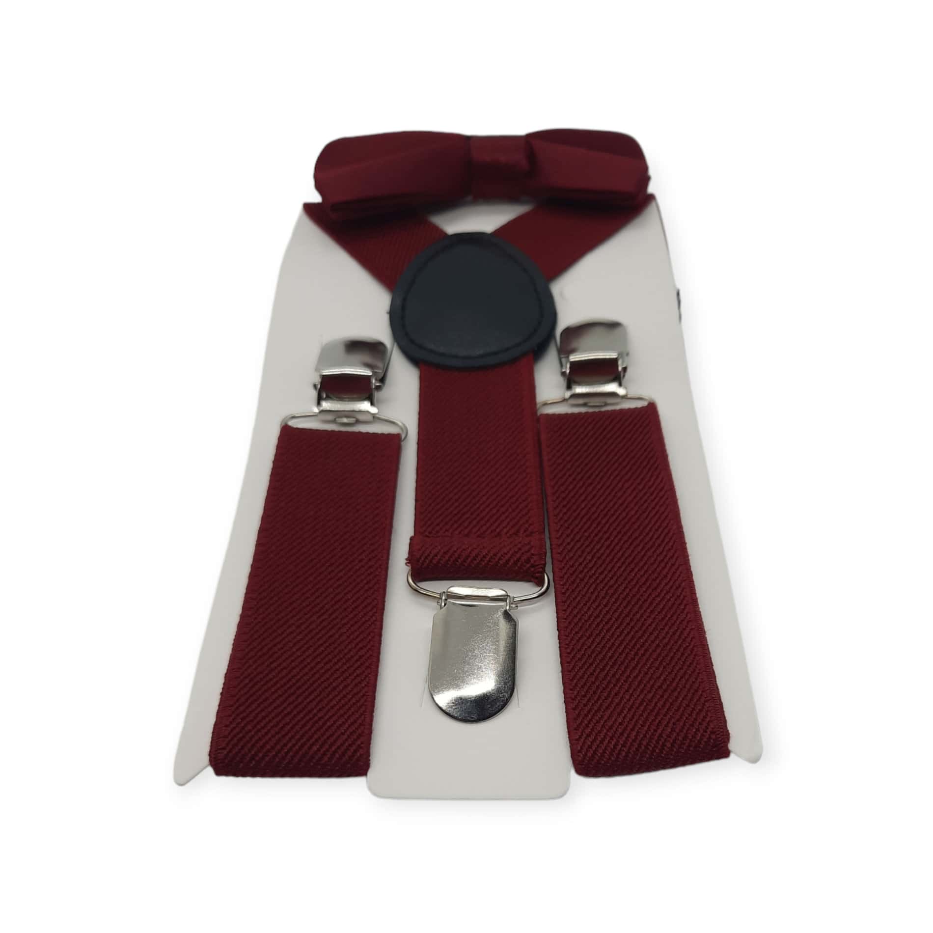 Braces and Bow Tie Set for Kids - Dark Red