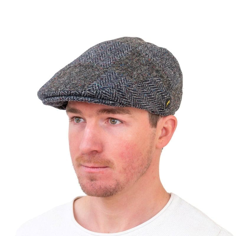 Irish Tweed Patch Cap - Blue Grey Tones - Dubliner - Image 4