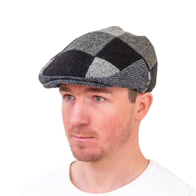 Irish Tweed Patch Cap - Blue Grey Tones - Dubliner