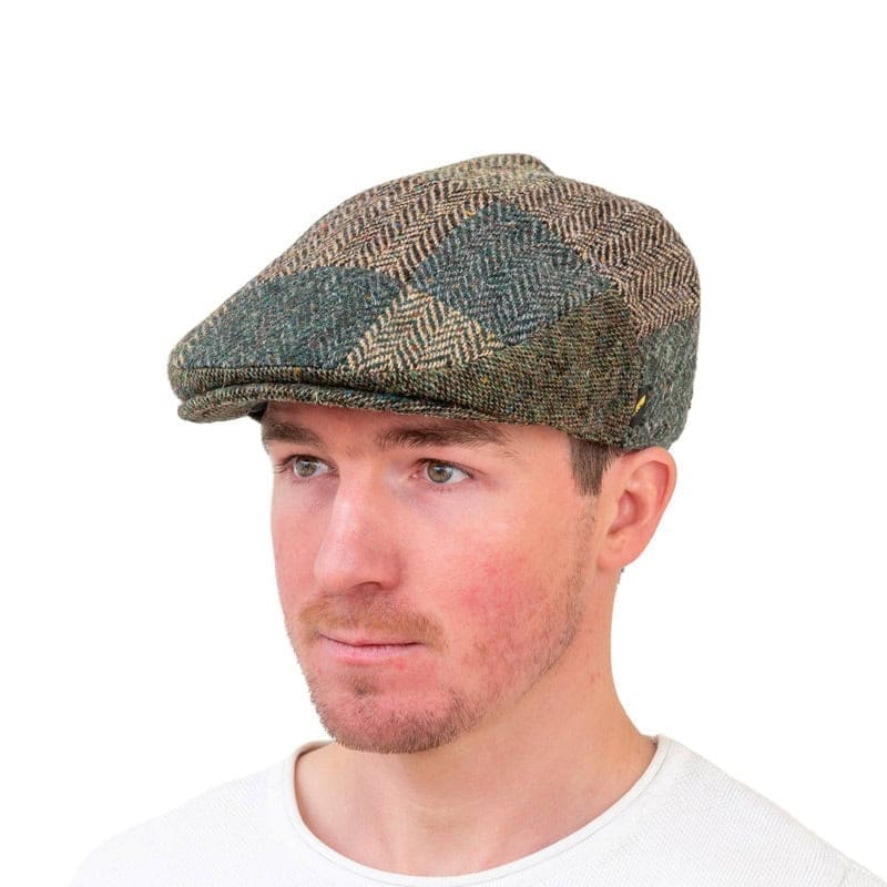 Irish Tweed Patch Cap - Green and Brown Tones - Dubliner