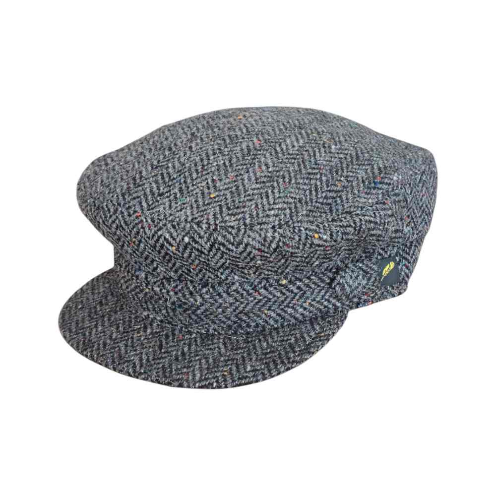 Charcoal Herringbone Donegal Tweed Skipper Hat –Hatman of Ireland - Irish Caps – Heritage Style for Every Generation