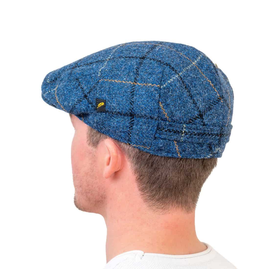 Harris Tweed Flat Cap – Blue Check Pattern