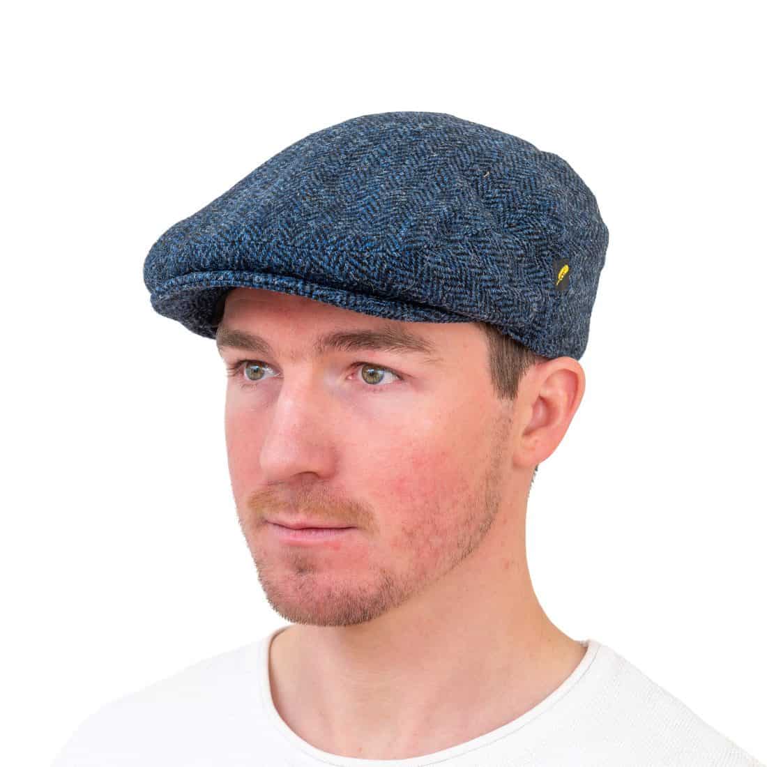 Harris Tweed Flat Cap – Blue Herringbone
